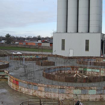 Concrete silo footings and foundations